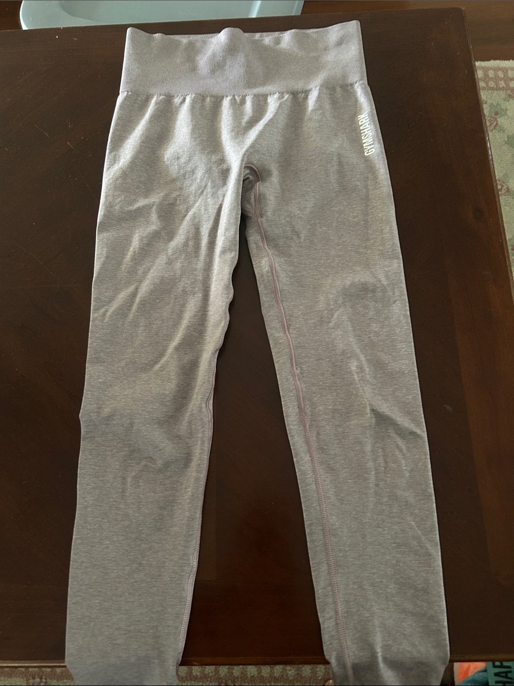 Gymshark Light Gray High-Waist Leggings with Subtle Logo